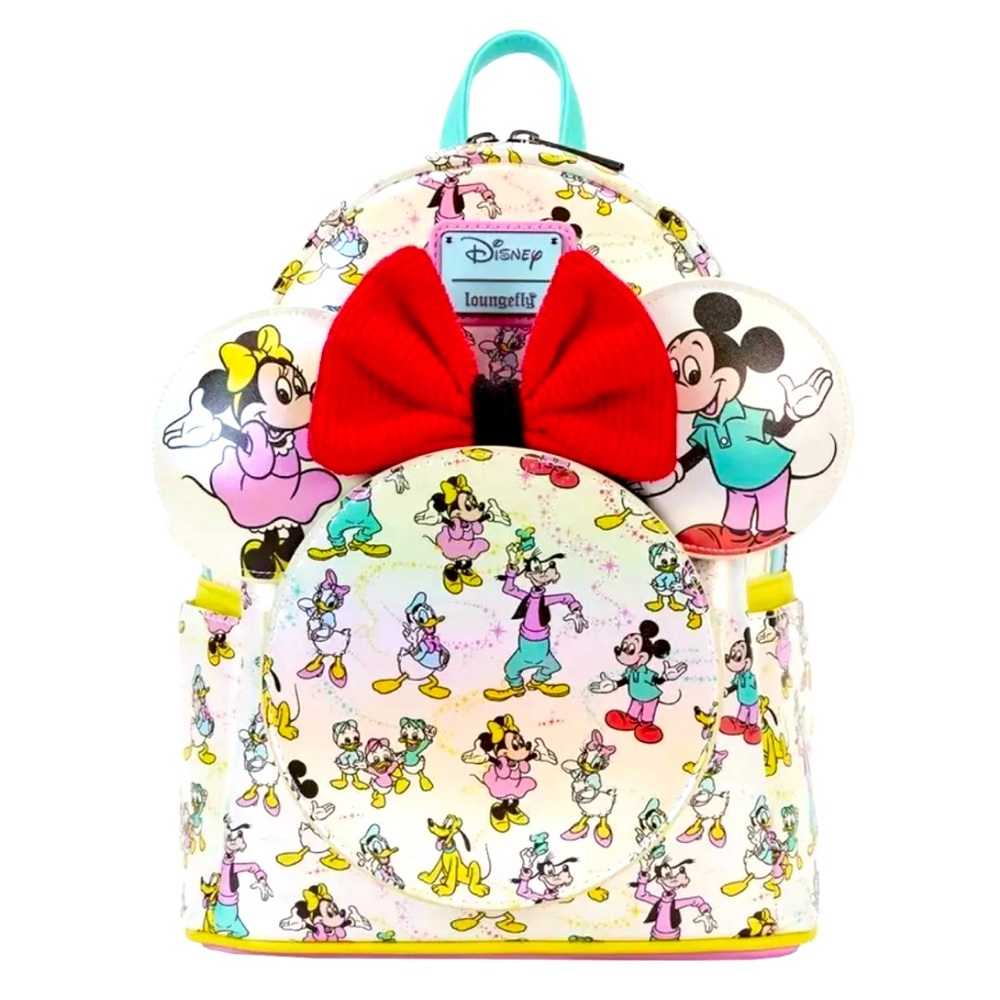 Disney 100 Mickey & Friends AOP Loungefly mini backpack and ears